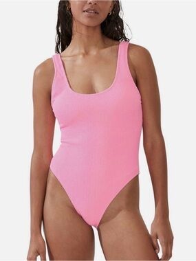 Cotton On Body Pink One Piece Swimsuit XL Cheeky Low Scoop Adjustable thin Strap